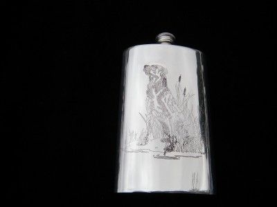  PINDER BROS. ENGLISH PEWTER ORVIS SHEFFIELD ENGLAND FLASK DOG & BIRDS