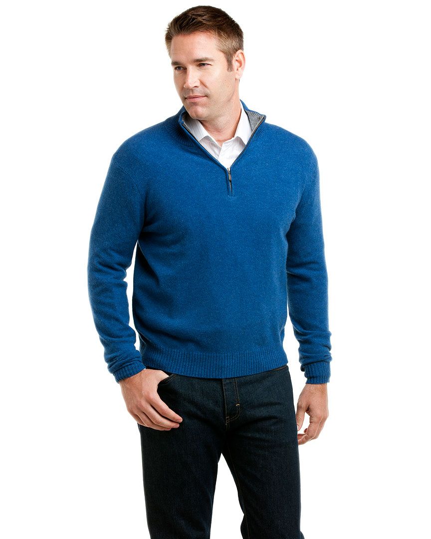 forte blue cashmere 1 4 zip pullover $ 297 00