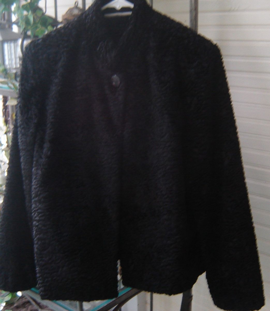 Drapers Damons Gorgeous Curly Lamb Faux Black Jacket Sz M