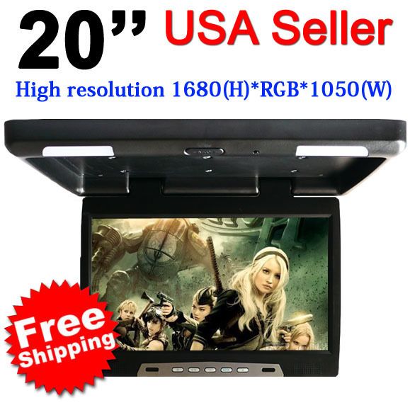  Truck 20 TFT LCD Roof Mount Flip Down Monitor Screen Universal