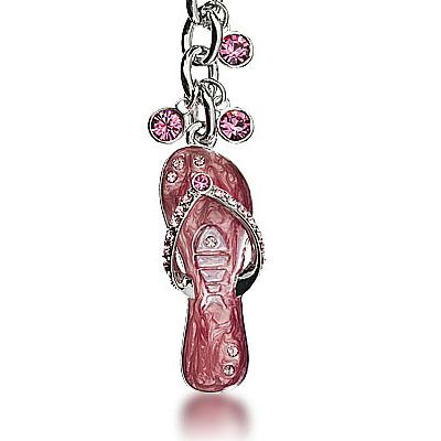 Pink Flip Flop Keychain Key Holder Swarovski Crystal