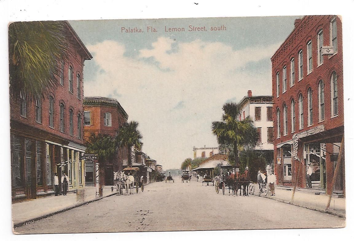 Palatka Florida Lemon Street South Business Section Horsedrawn