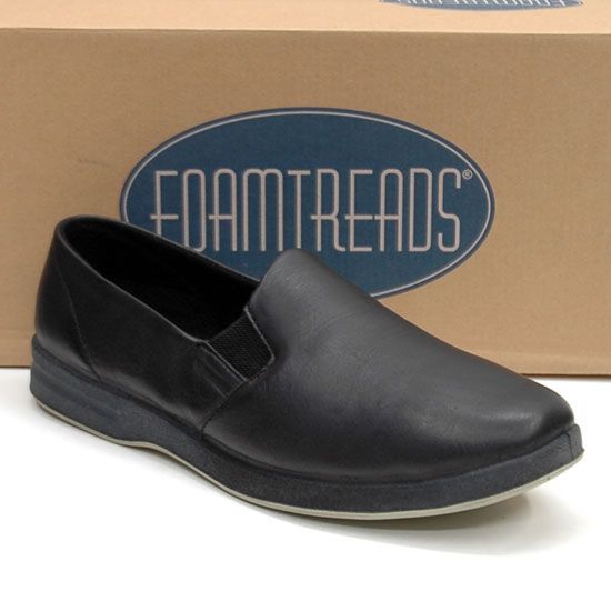 New Foamtreads Doral Black Comfort Leather Slip on Slippers Shoes Men