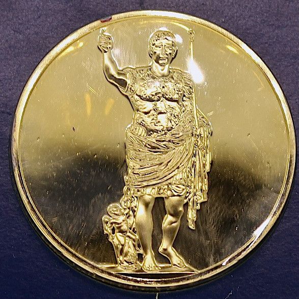 FRANKLIN MINT AUGUSTUS OF PRIMA PORTA c.20 B.C. 24KT STERLING 2 TROY