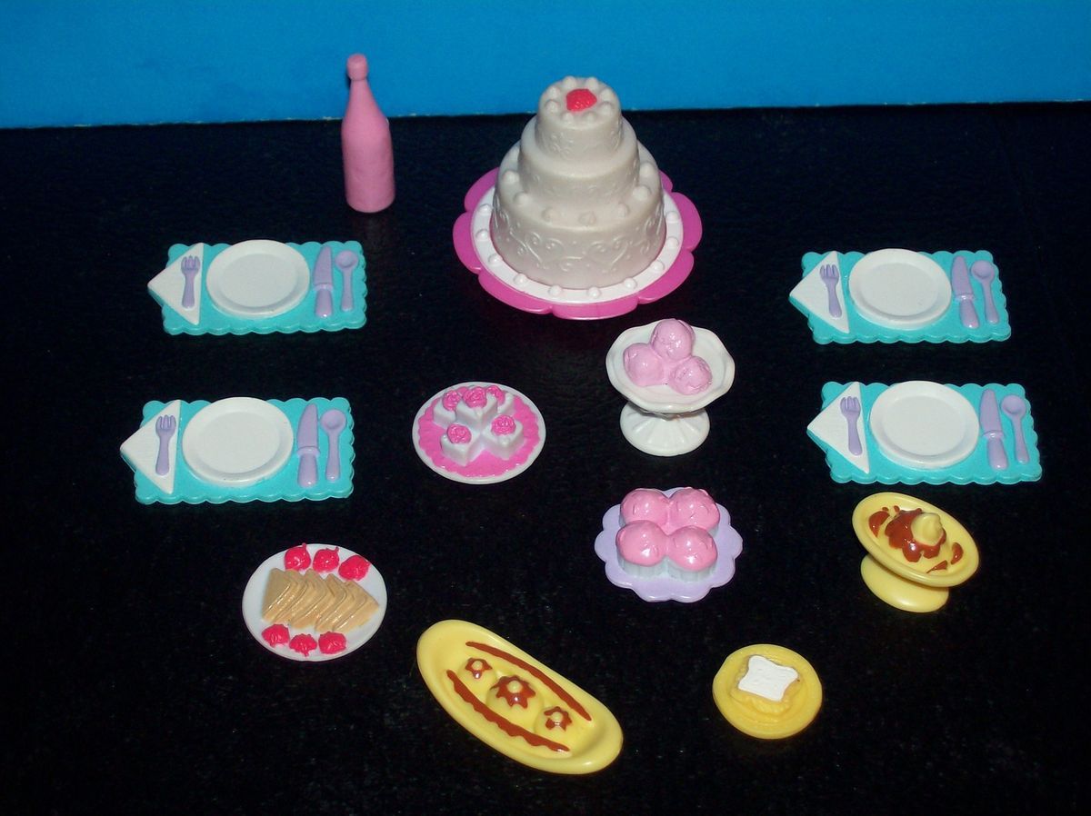 Lot of Dishes Food Trays Desserts for Barbie Party Accessories