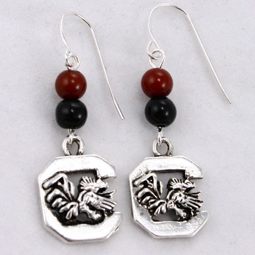 click an image to enlarge south carolina gamecocks logo earrings wear