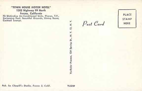 CA Fresno California Town House Motor Hotel Pool Claspiills Studio