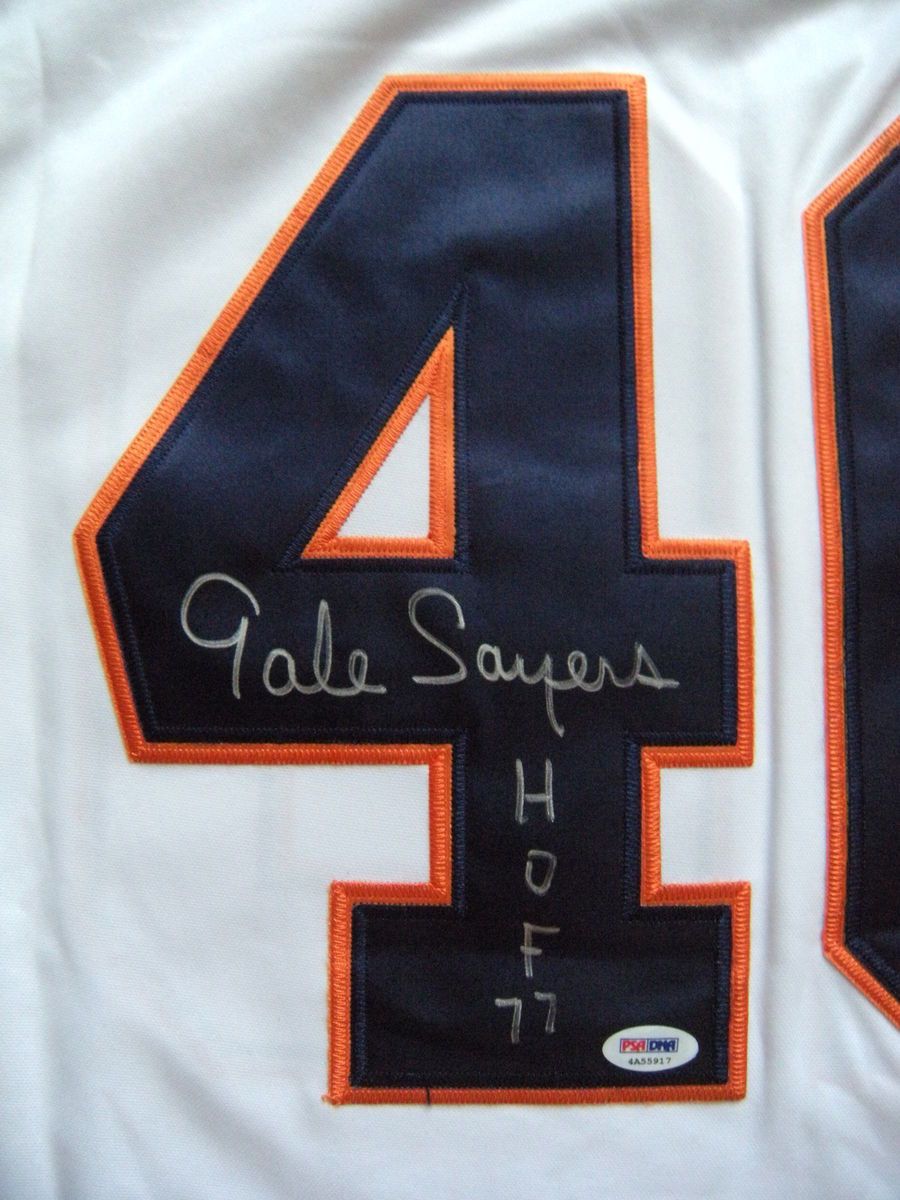 Gale Sayers #40 HOF Signed White Chicago Bears Throwback Jersey w/PSA