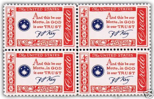 Francis Scott Key Credo on US Postage Stamps from 1960