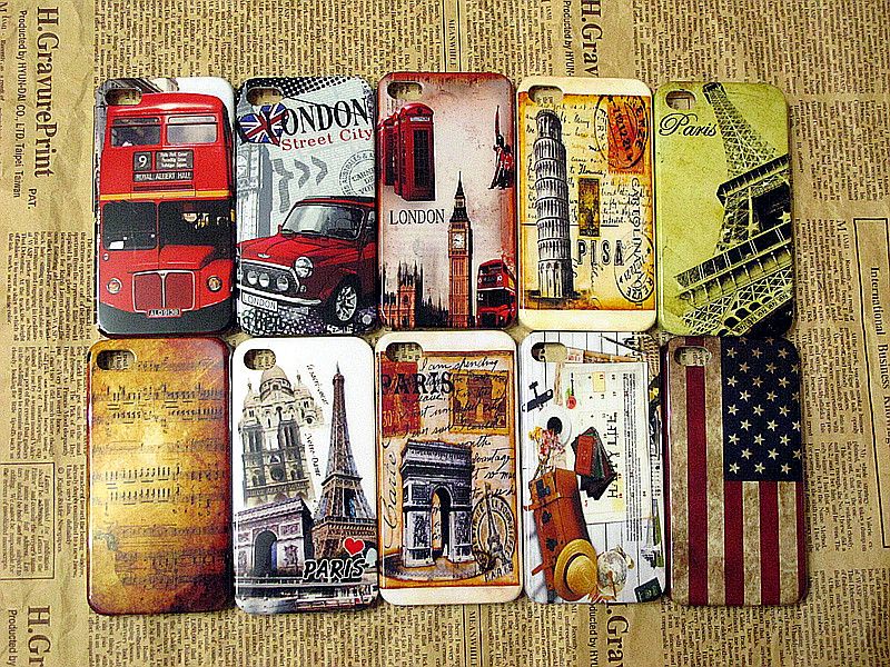 10pcs US Flag London Taxi Music Eiffel Triumphal Arch Case for I Phone