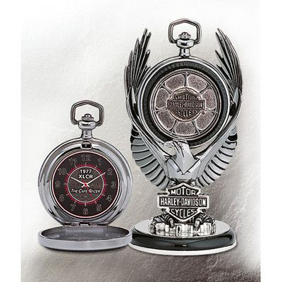  Davidson XLCR Cafe Racer Pocket Watch by Franklin Mint w/ stand & case