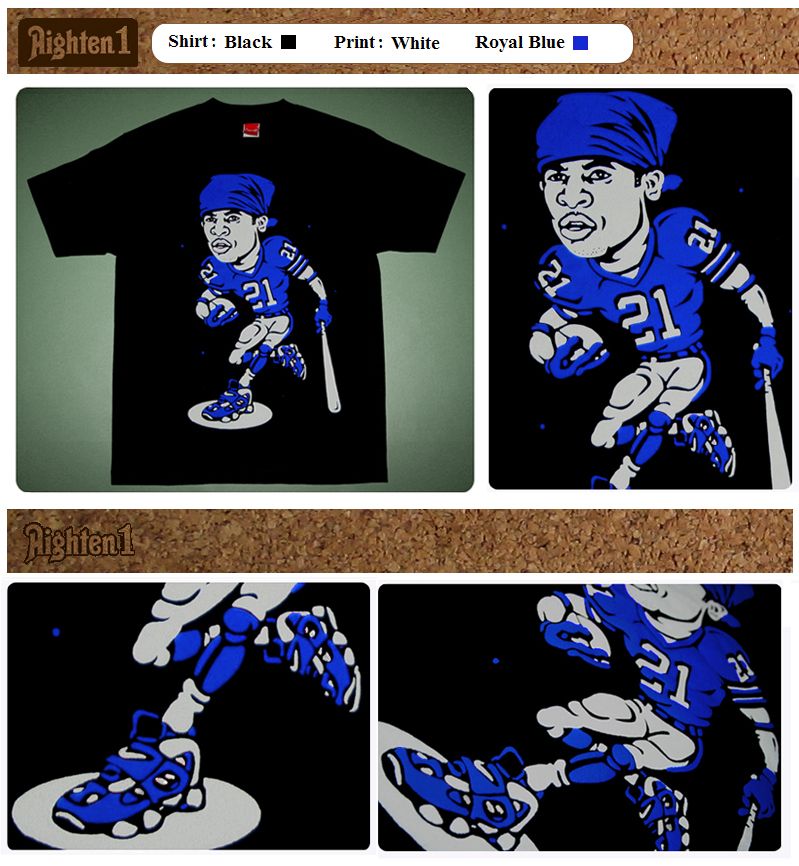 Cajmear Cowboys Deion Sanders Shirt in Blue 21 Jersey Wearing Turf