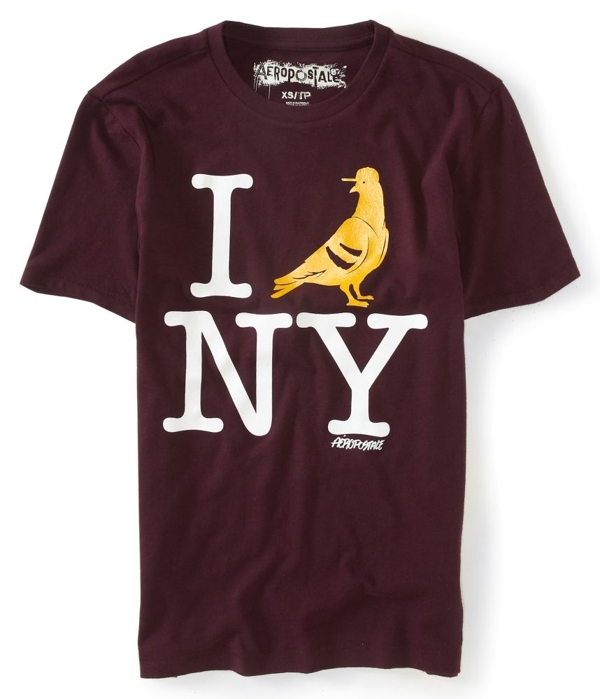 Aeropostale 1987 Aero 87 NY Pigeon Graphic T Shirt 3XL Burgundy