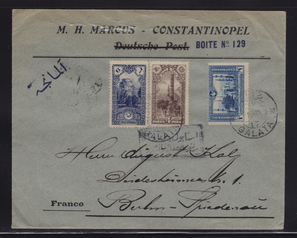 Turkey 1917 Cover Galata to Berlin Germany