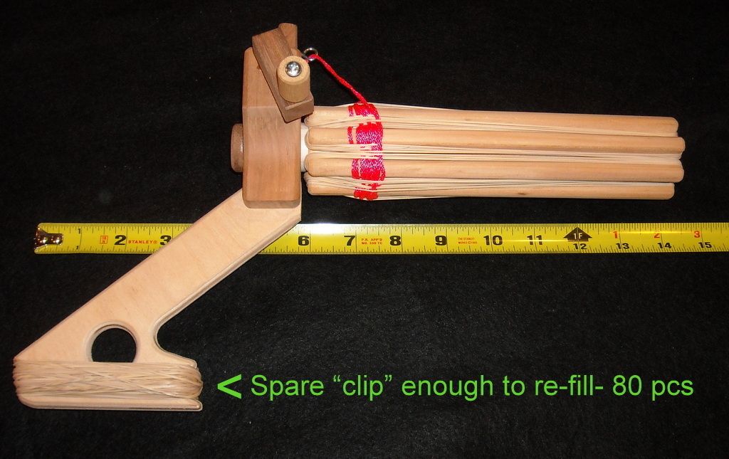 Rubber Band Gatling Gun Pistol 8 Barrels 75 Shots Built in Spare Clip