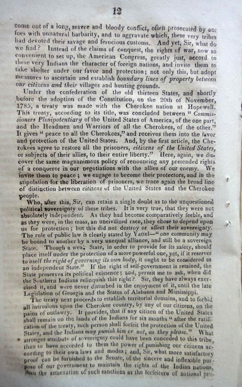 1830 Antique Exchange of Land or Removal of Indians in Any State or