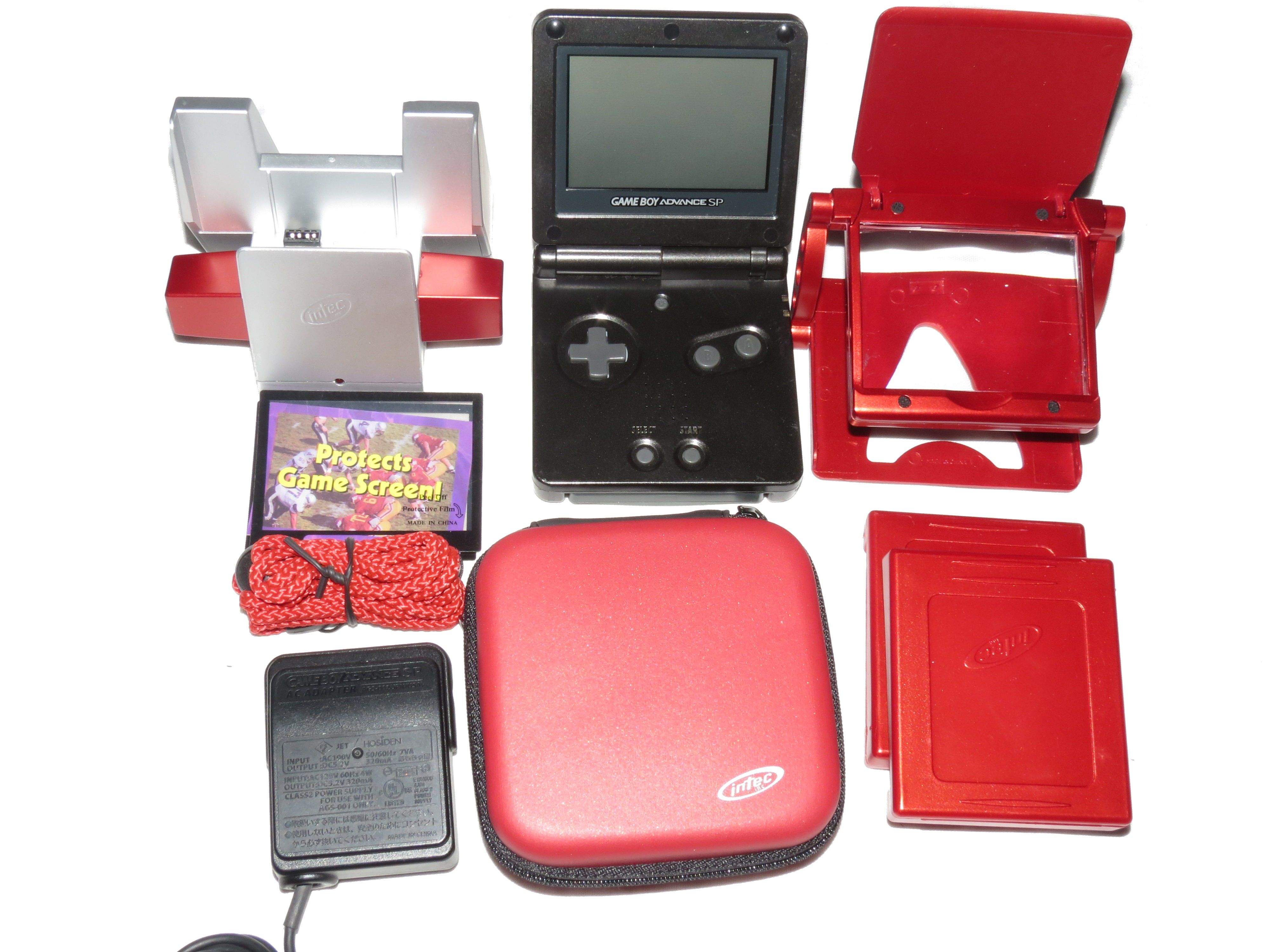  Game Boy Advance SP Onyx Black Handheld System and accessories