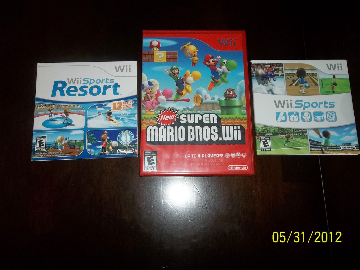 wii game lot new super mario bros wii sports wii sports resort all