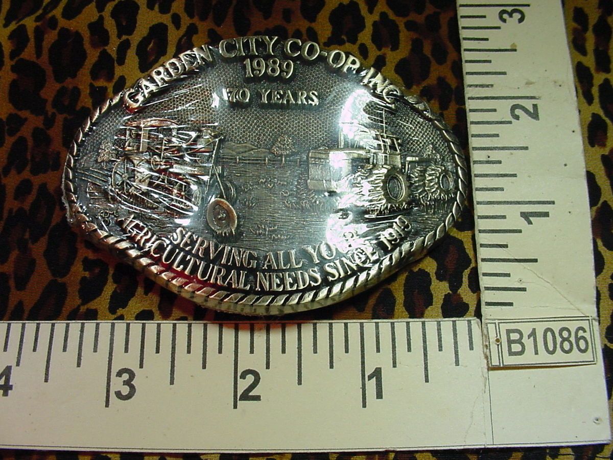 GARDEN CITY CO OP INC 1989 Brass Belt Buckle Vintage and Modern