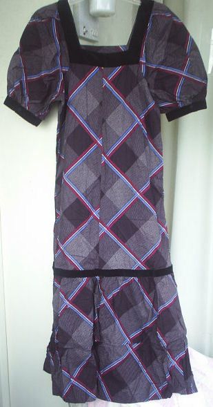 Aloha Hawaiian Sz M Black Gray Fumi Hawaii Muumuu Dress