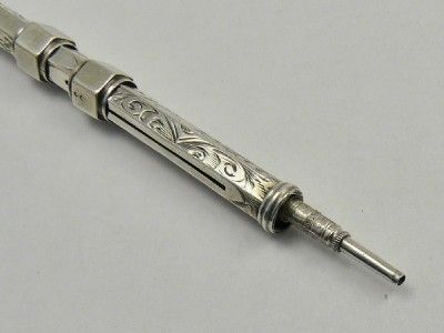  Victorian Solid Silver Propelling Pencil with DIP Pen V G C