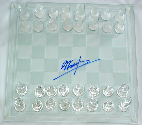 Garry Kasparov Autographed Glass Chess Set UACC RD COA