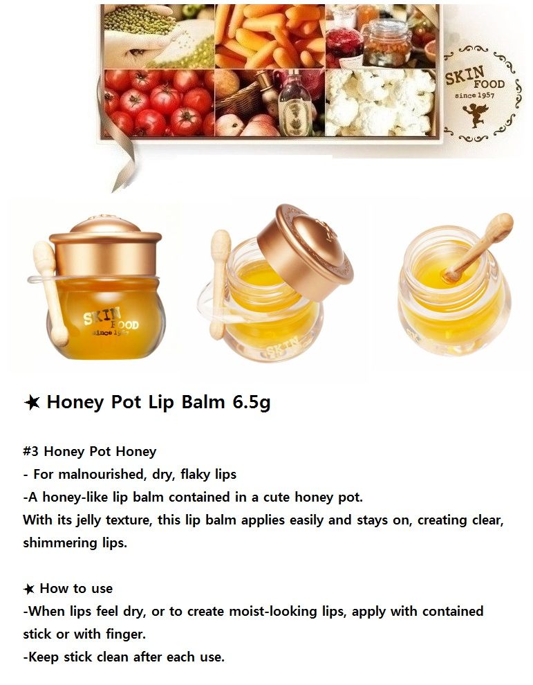SKINFOOD Skin Food Honey Pot Lip Balm Sweet Honey Korea Cosmetics USA