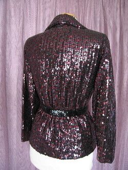 Sequin Vintage Jacket Gilberts for Tally Wine Black s M