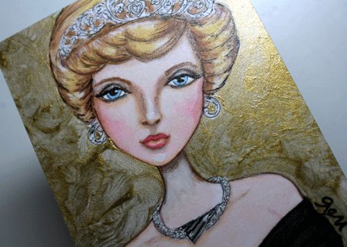 ACEO Original Princess Diana Geri Centonze Royal Beauty