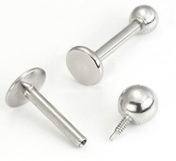 14g Internally Threaded Steel Lip Stud Labret Flat