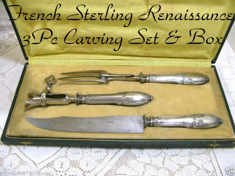 French Minerva Renaissance 3pc Gigot Carving Set w Box