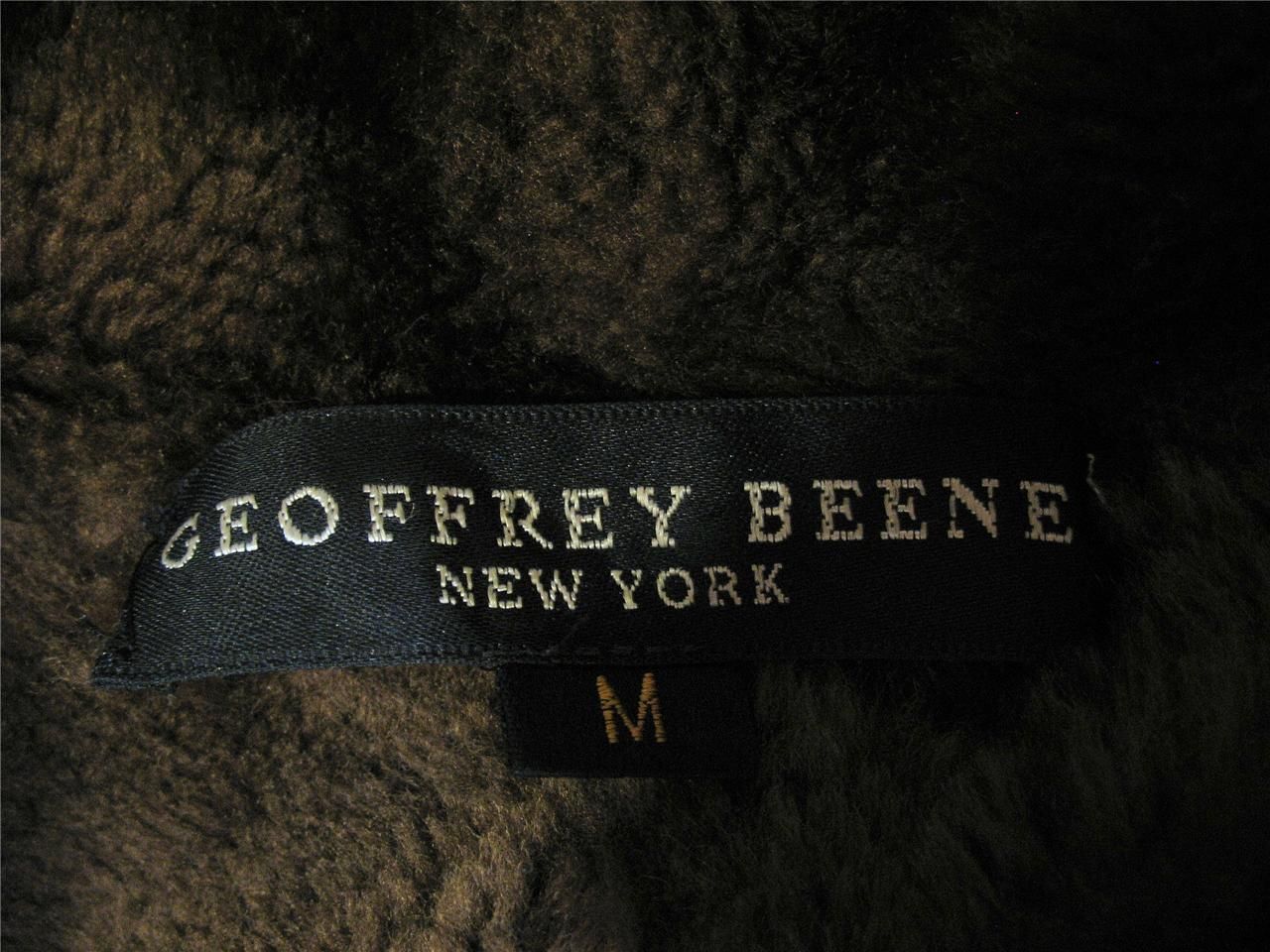 Geoffrey Beene Couture Brown Suede Leather Shearling Lined Heavy