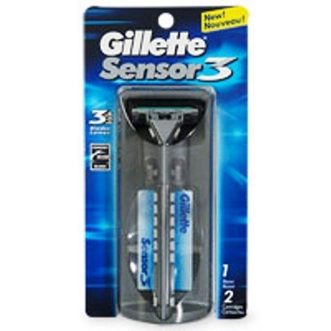 Gillette Sensor 3 Razor Handle with 2 Cartridges New in Package