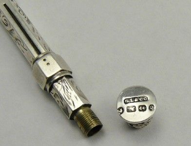 Victorian Solid Silver Propelling Pencil with DIP Pen V G C