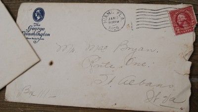 1920 The George Washington Hotel Letter Stamp Miami FL