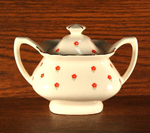 Sugar Bowl Blushing Rose w s George Lido USA Red Flower