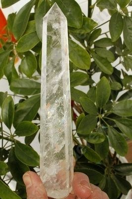 Natural Quartz Crystal Rainbow Point Clear Wand Brazil Healing