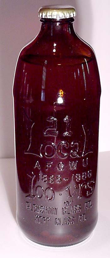 Iron City 1986 Local 21 100 Year Glenshaw Glass Bottle