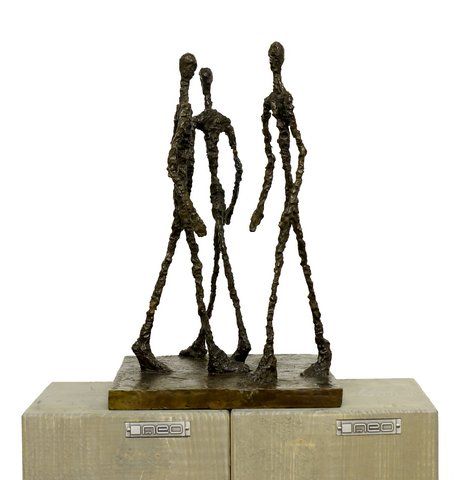  Art Bronze Sculpture Three Men Walking Giacometti Signed