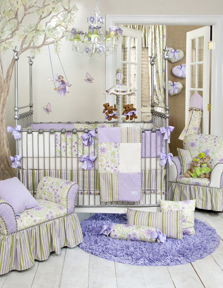 Glenna Jean Viola 6 Piece Crib Set with Mobile Baby Bedding New