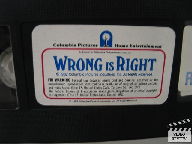 Wrong is Right VHS Sean Connery, Leslie Nielsen, George Grizzard