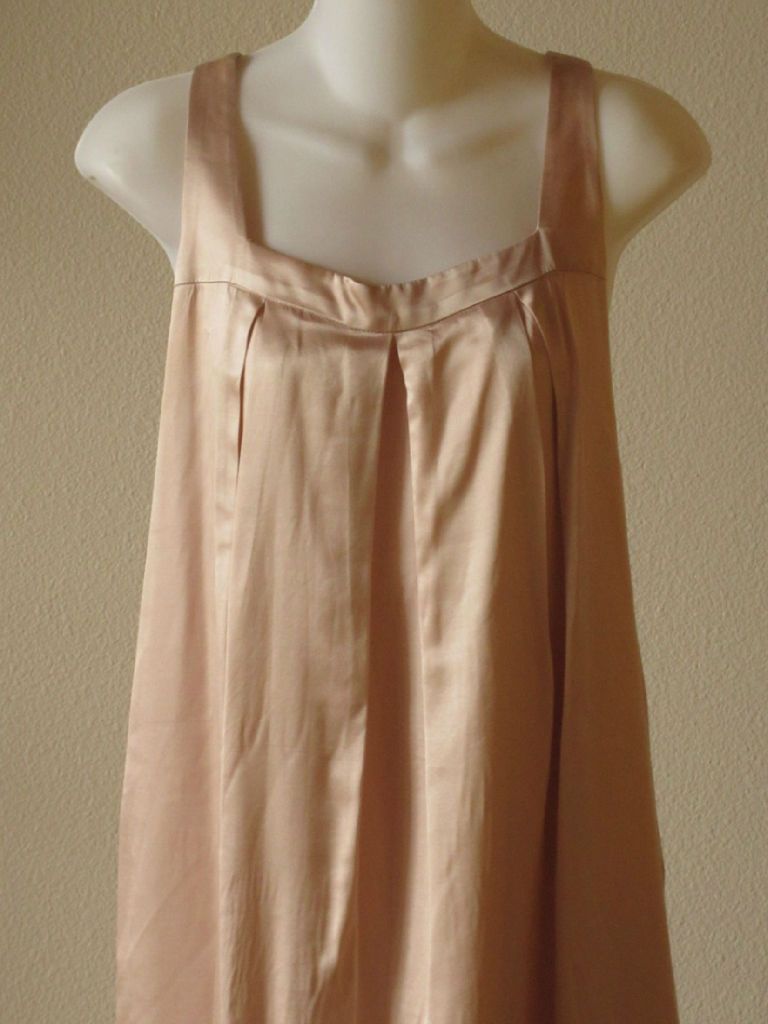 Anthropologie Graham Spencer Pink Silk Pleated Trapeze Shift Dress L