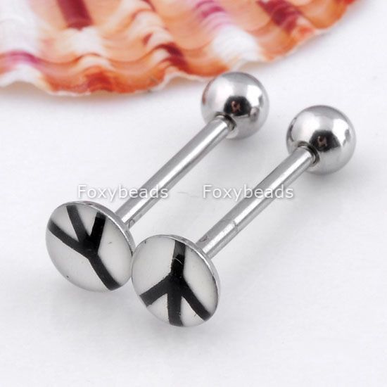  Glow in Dark Pick Logo Tongue Ring Stainless Steel Bar Piercing Body