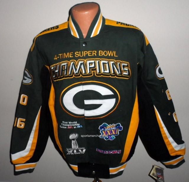 Green Bay Packers 4 Time Super Bowl Champ Jacket by NFL Team Apparel