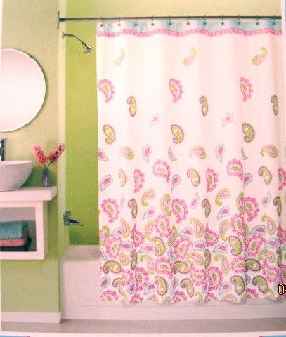 Peri Graphic Paisley Fabric Shower Curtain New