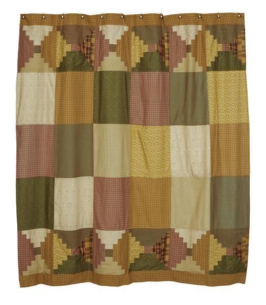 Gold Sage Green Shower Curtain Southwestern Look Cotton