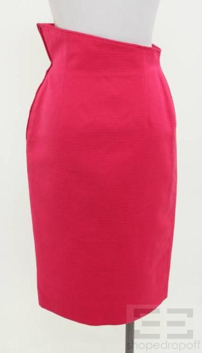 Gianfranco Ferre Hot Pink Ribbed Cotton Wool Pencil Skirt Size 42