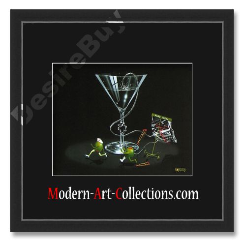 16x16 Michael Godard Nursing Martini 2Mat Blk Framed