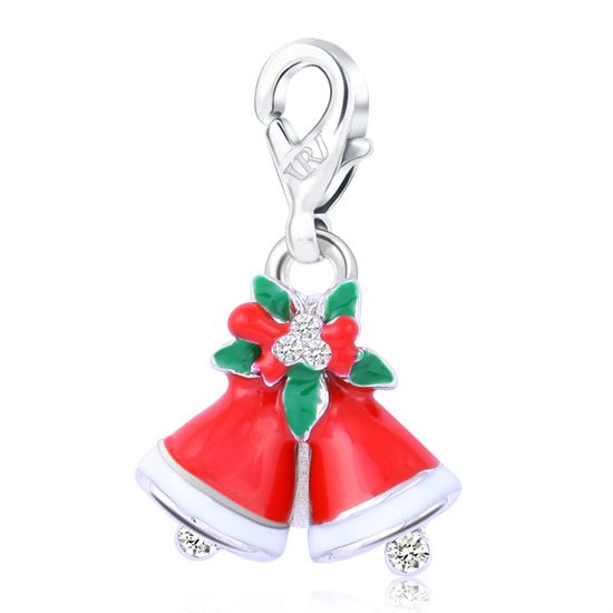  Bells Vivid Lobster Clasp Charm for Bracelet White Gold Plated