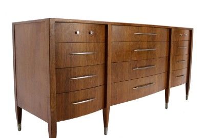 Baker Mid Century Modern Walnut Dresser Credenza